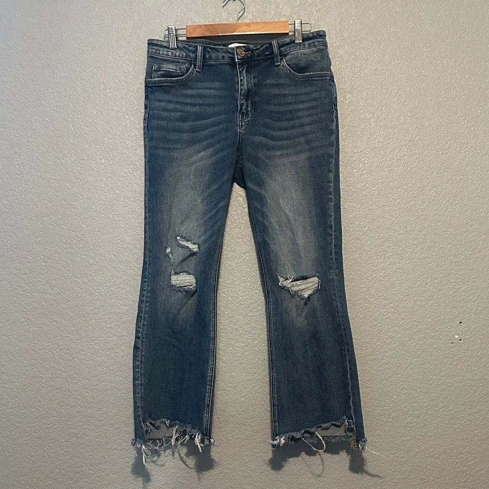 Flying Monkey Distressed Kick Flare Jeans - Picture 1 of 5